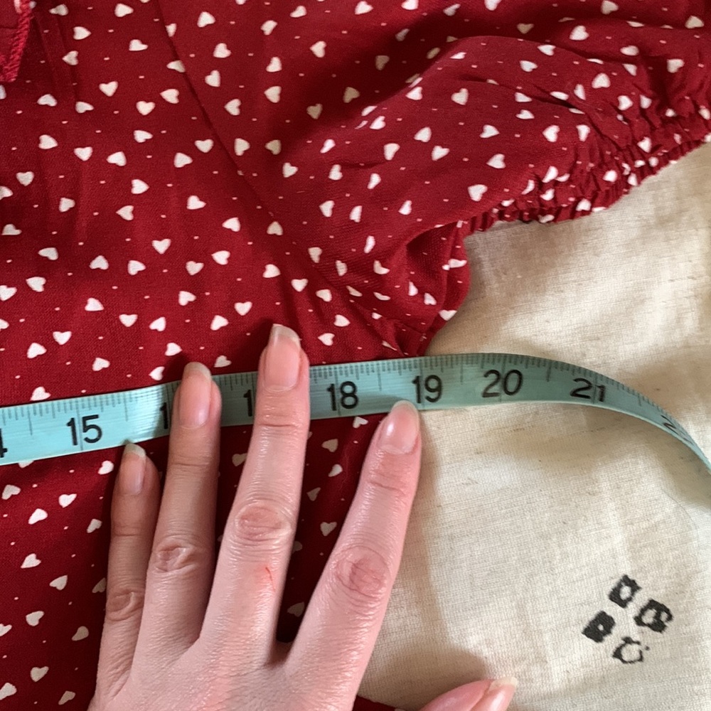 Shein burgundy white heart print dress L - Picture 13 of 14